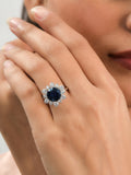 925 Sterling Silver Blue Flower Ring-1