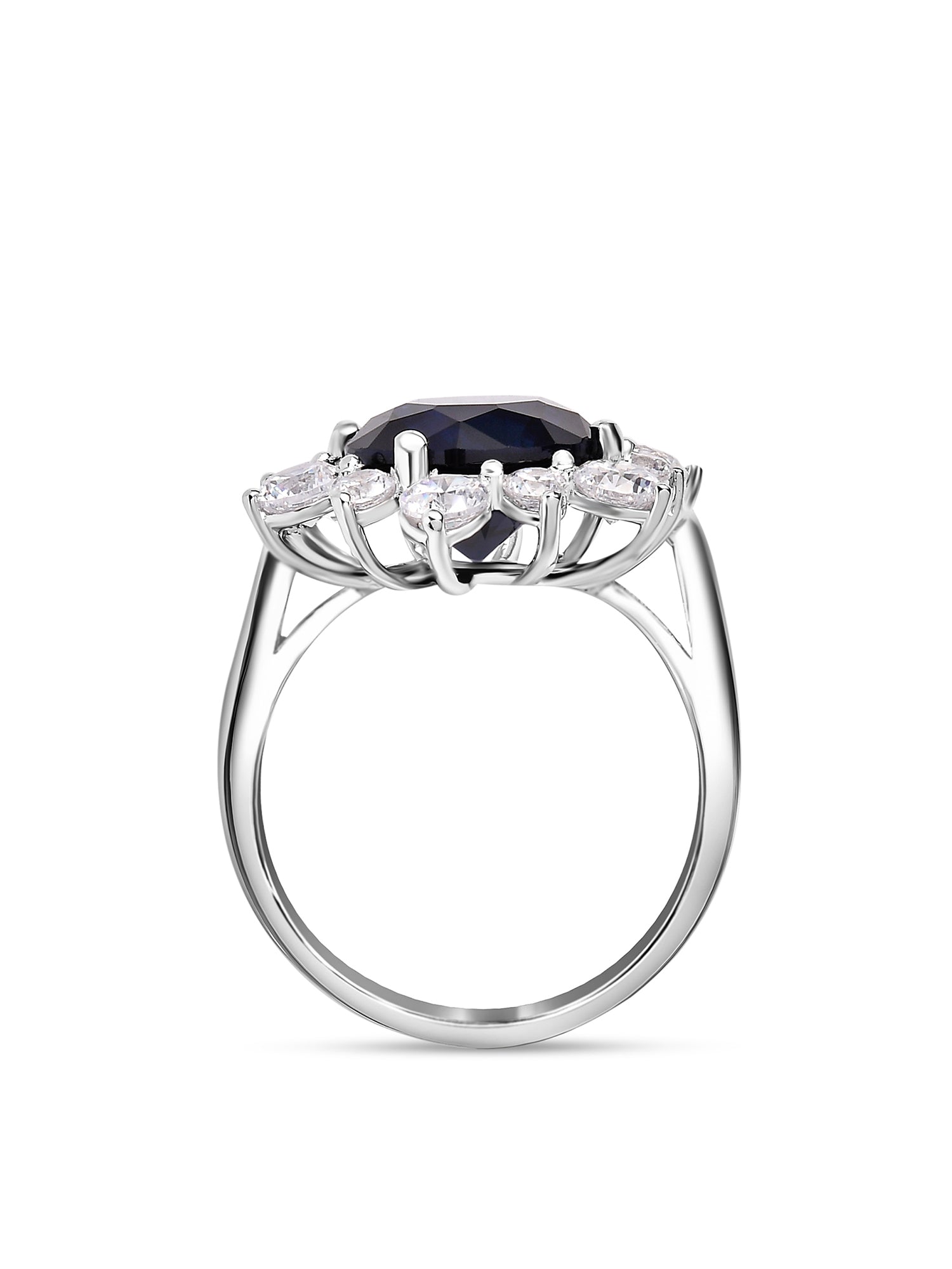925 Sterling Silver Blue Flower Ring-3