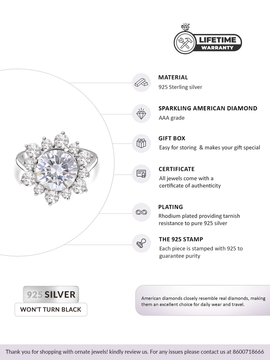 3.5 Carat American Diamond Flowery Ring-5