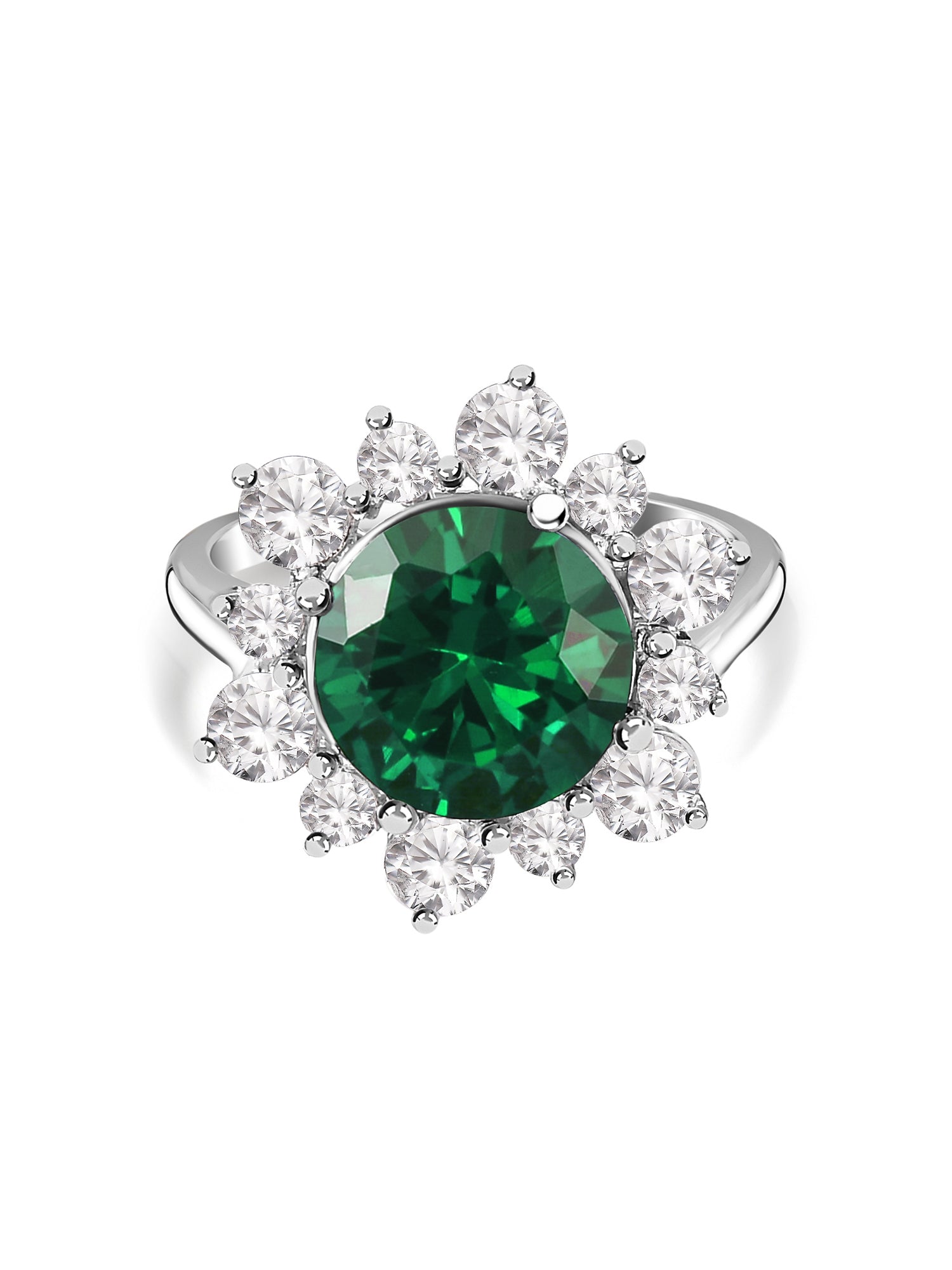 3.5 Carat Emerald Flower Ring In 925 Silver-2