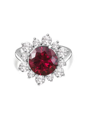 3.5 Carat Ruby Flower Ring In 925 Silver