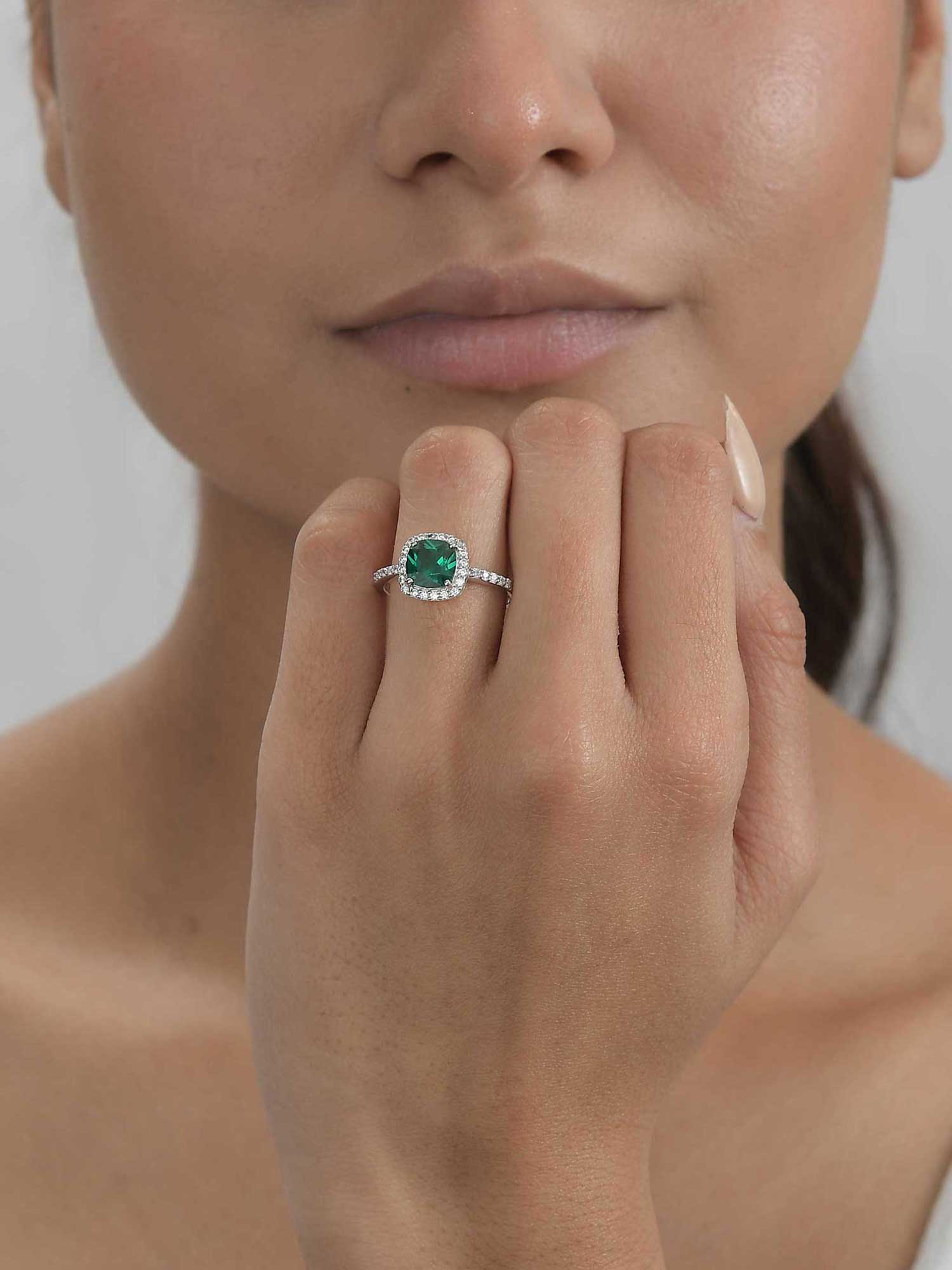 Princess Emerald American Diamond Cocktail Ring-1