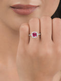Princess Red Ruby Ring With American Diamond-1