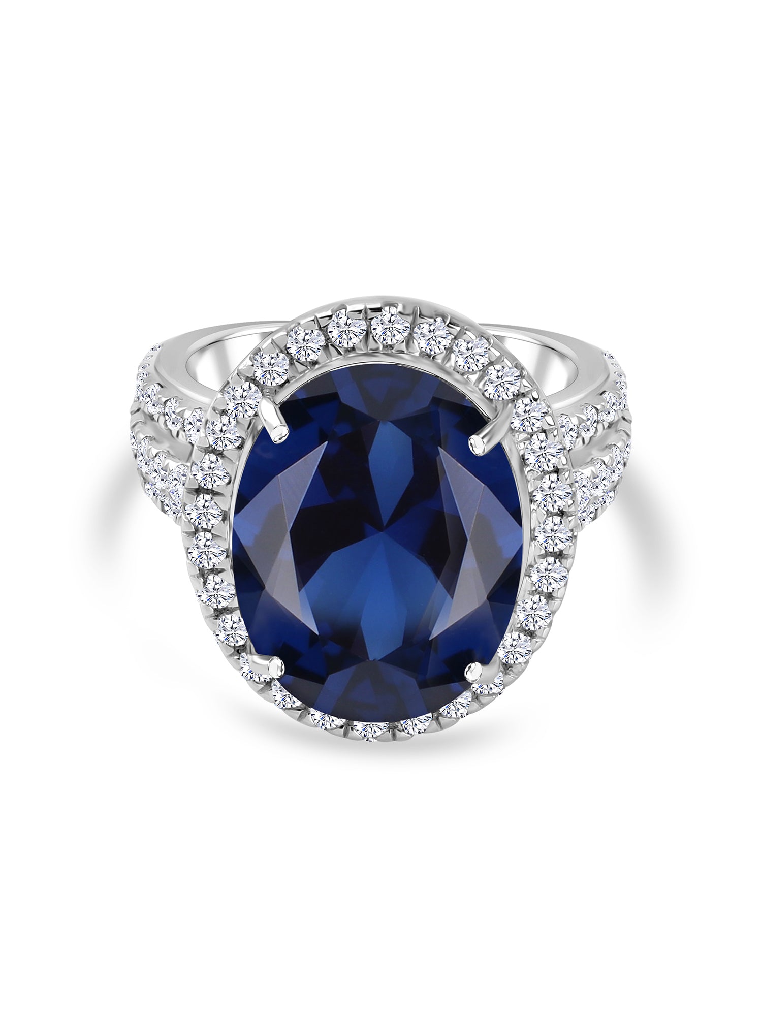 BLUE SAPPHIRE SILVER RING IN OVAL SHAPE-1