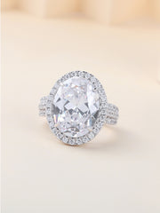 Glamm American Diamond Oval Ring In 925 Silver