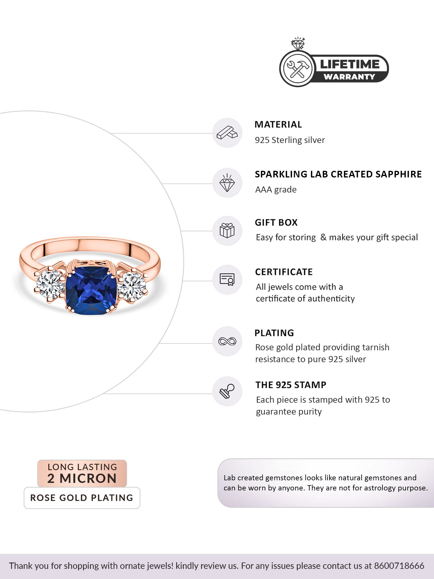 Meghan Markle Blue Sapphire Ring in Rose Gold