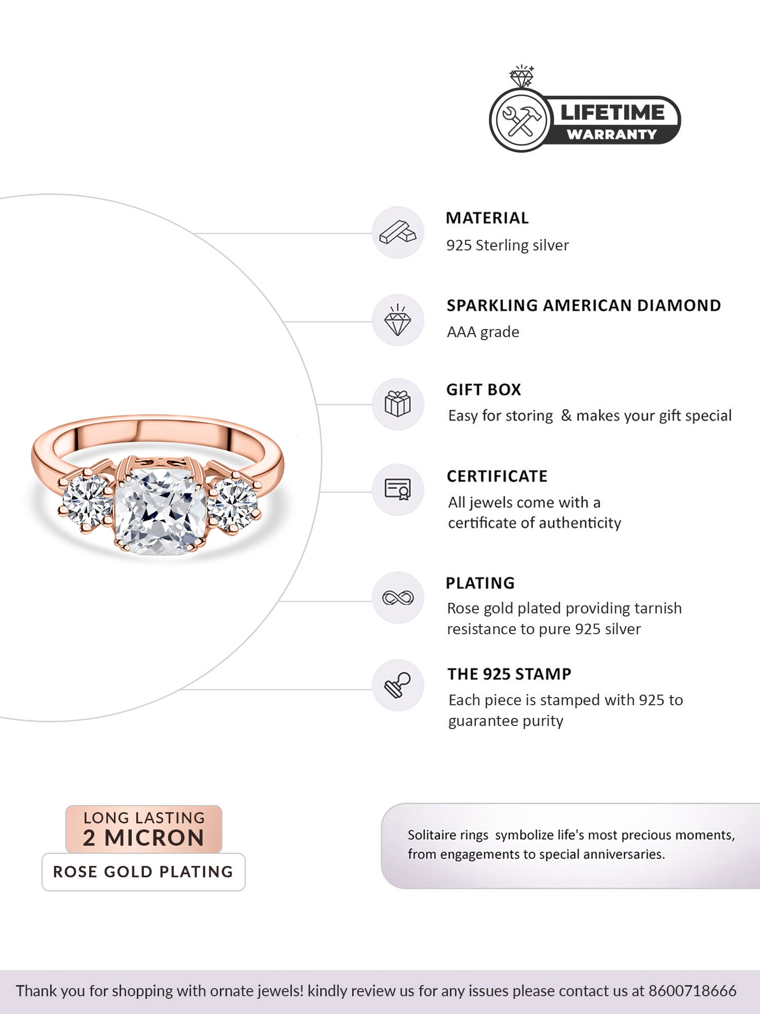 Rose Gold Meghan Markle Design Cubic Zirconia Ring