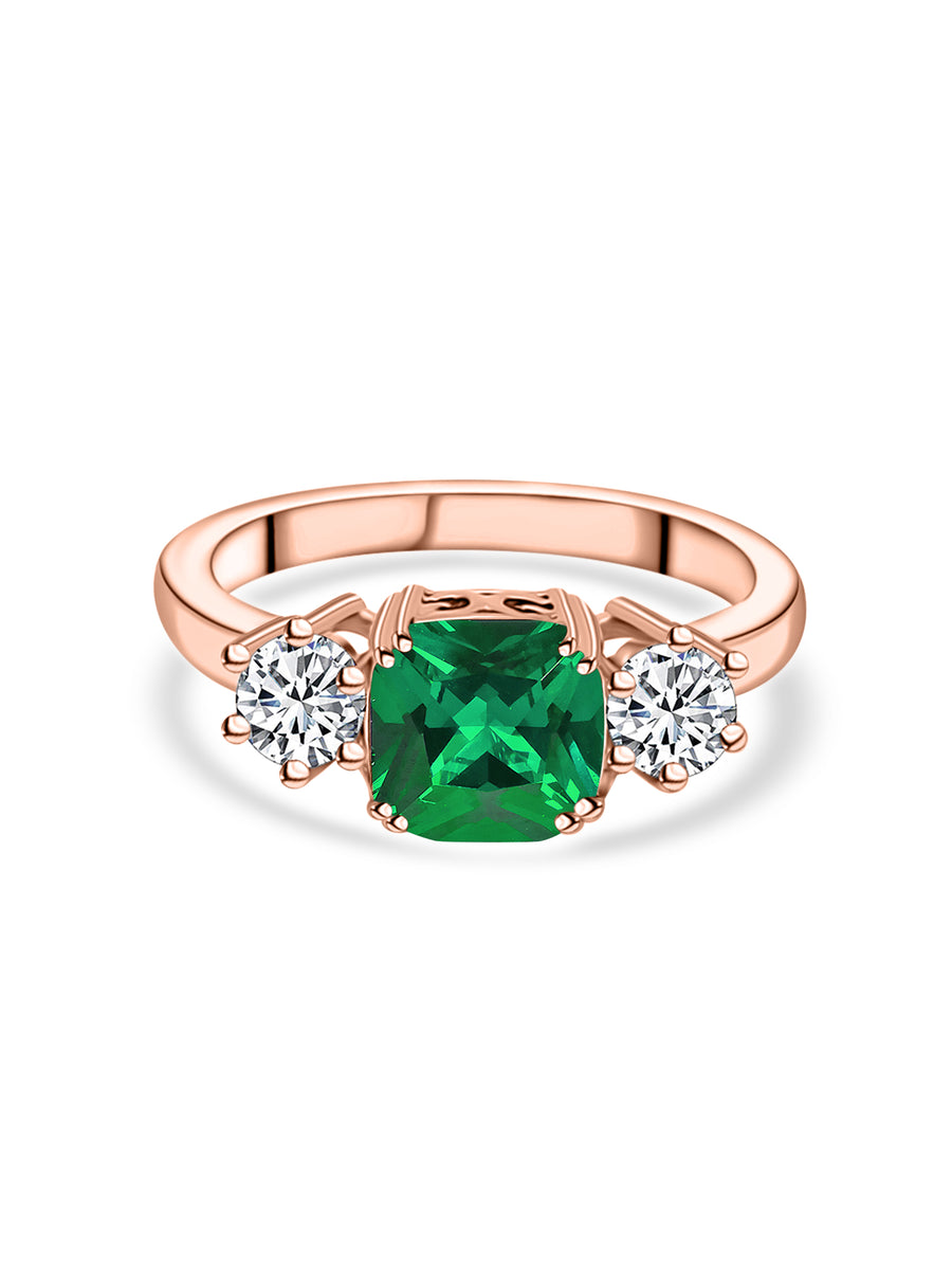 Meghan Markle Design Rose Gold Ring In Emerald