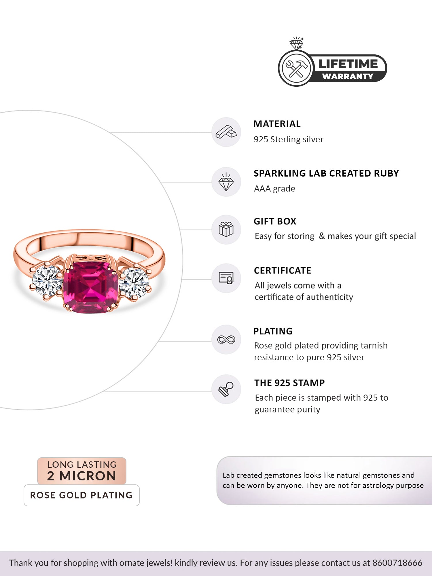 Meghan Markle Design Rose Gold Ring In Ruby