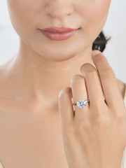 4 Carat Silver American Diamond Solitaire Ring