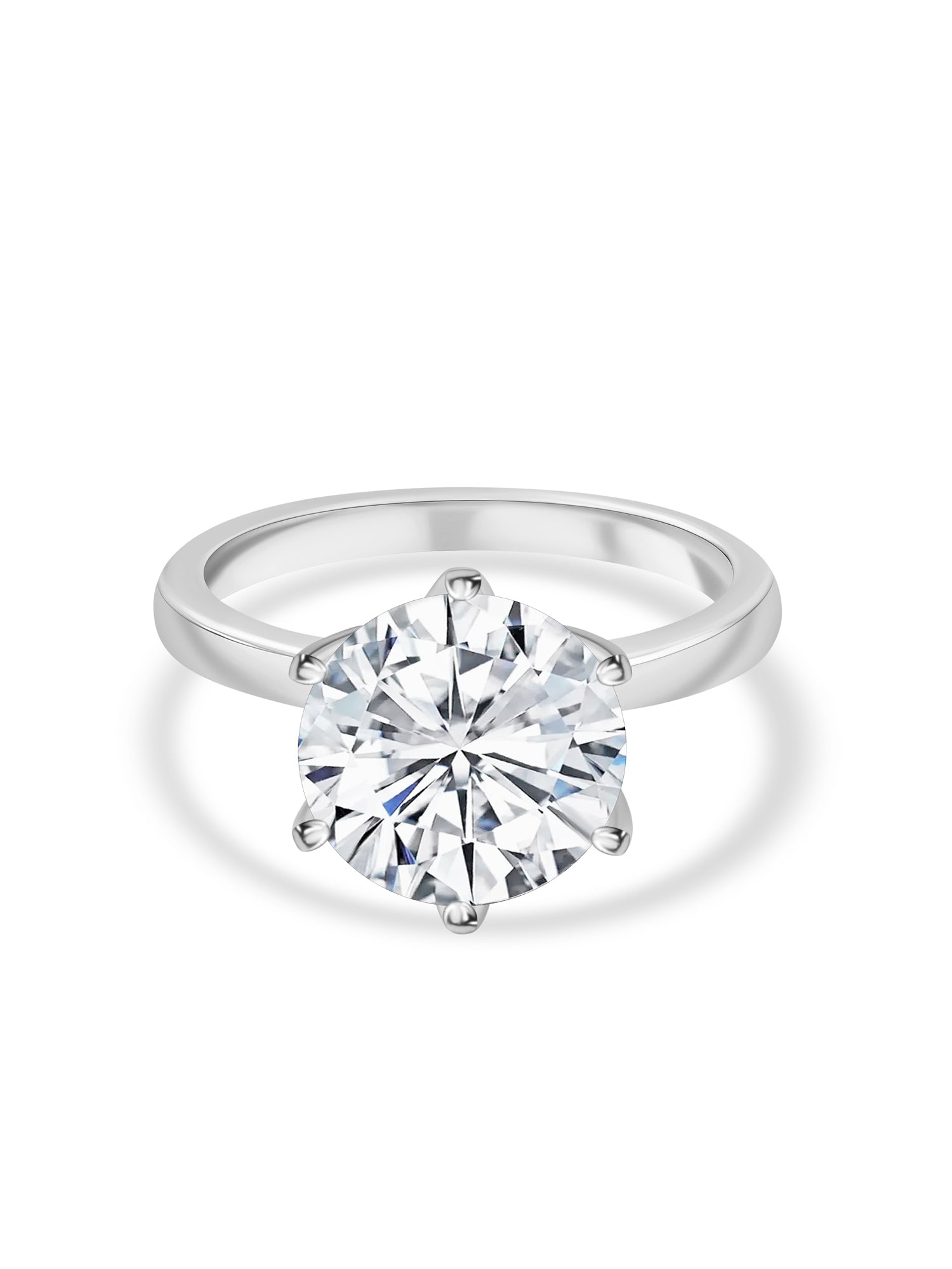 4 Carat Silver American Diamond Solitaire Ring-3