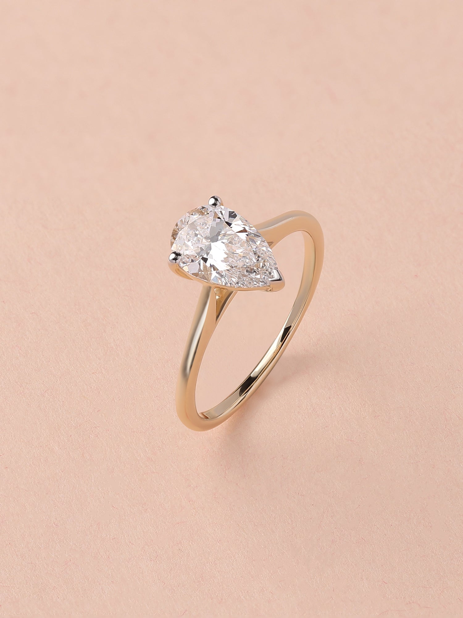 Lab Grown 1 Carat Pear Solitaire Diamond Ring
