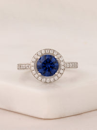 Blue Sapphire 925 Silver Ring In Bouquet Design
