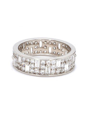 AAA Grade American Diamond Silver Classic Band Ring For Women