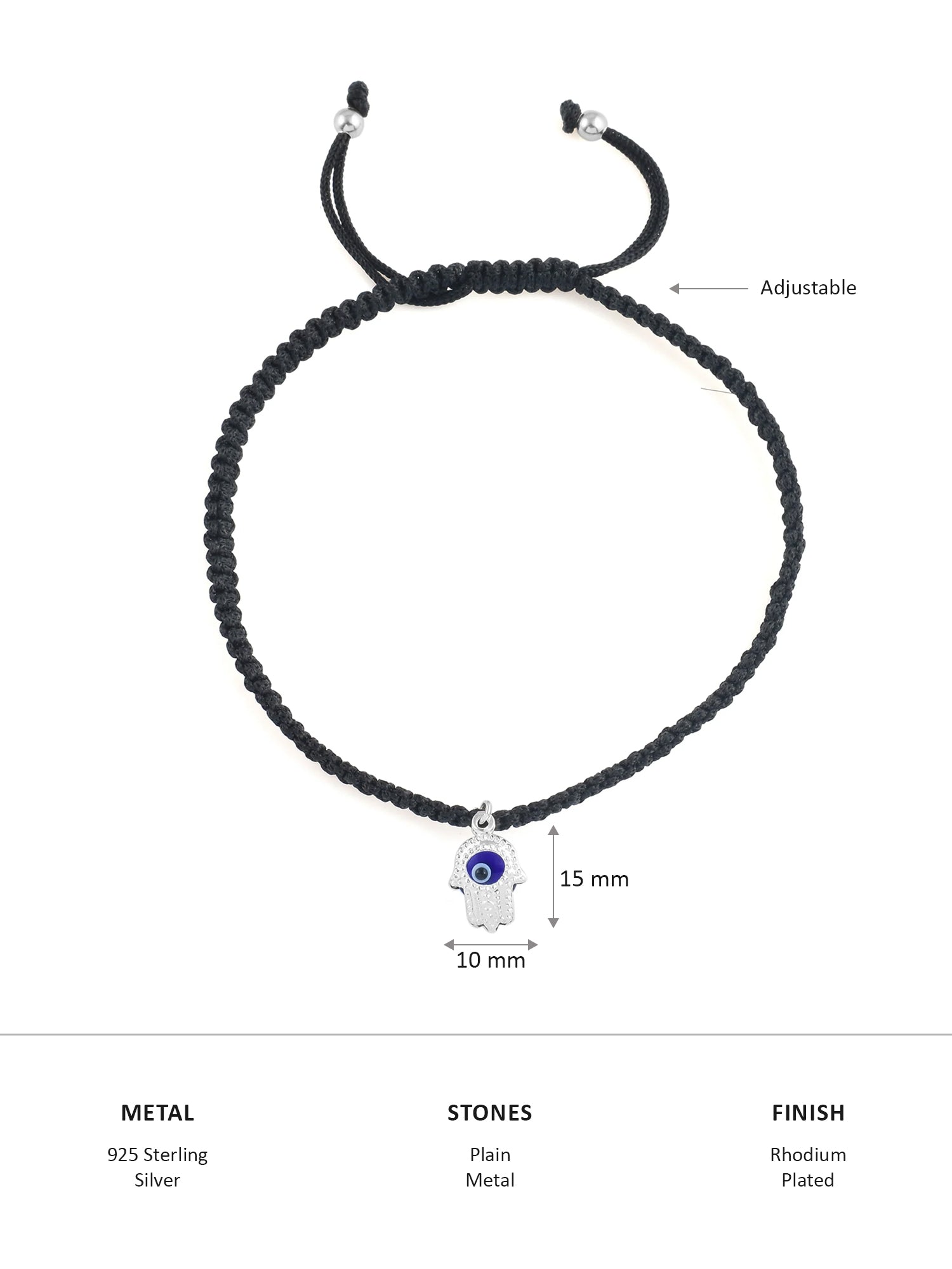 925 SILVER HAMSA HAND CHARM THREAD ANKLET FOR GIRLS-2
