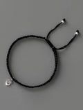 SILVER QUEEN HEART CHARM THREAD ANKLET FOR GIRLS-1