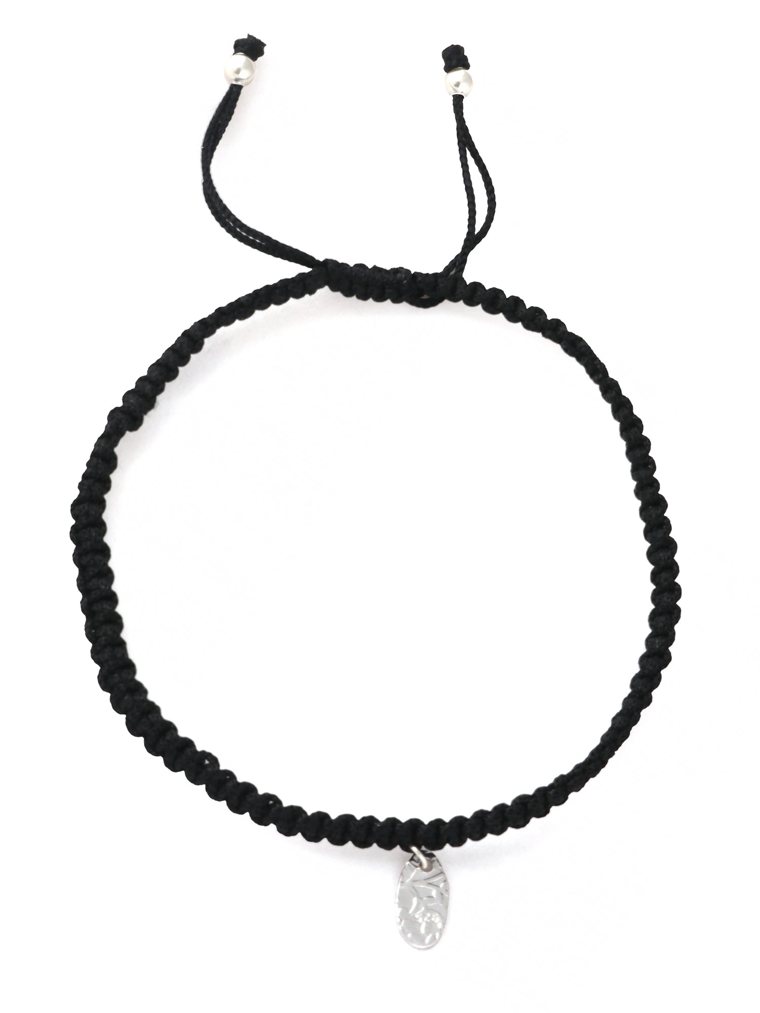 925 SILVER HAMMERED CHARM ANKLET IN THREAD