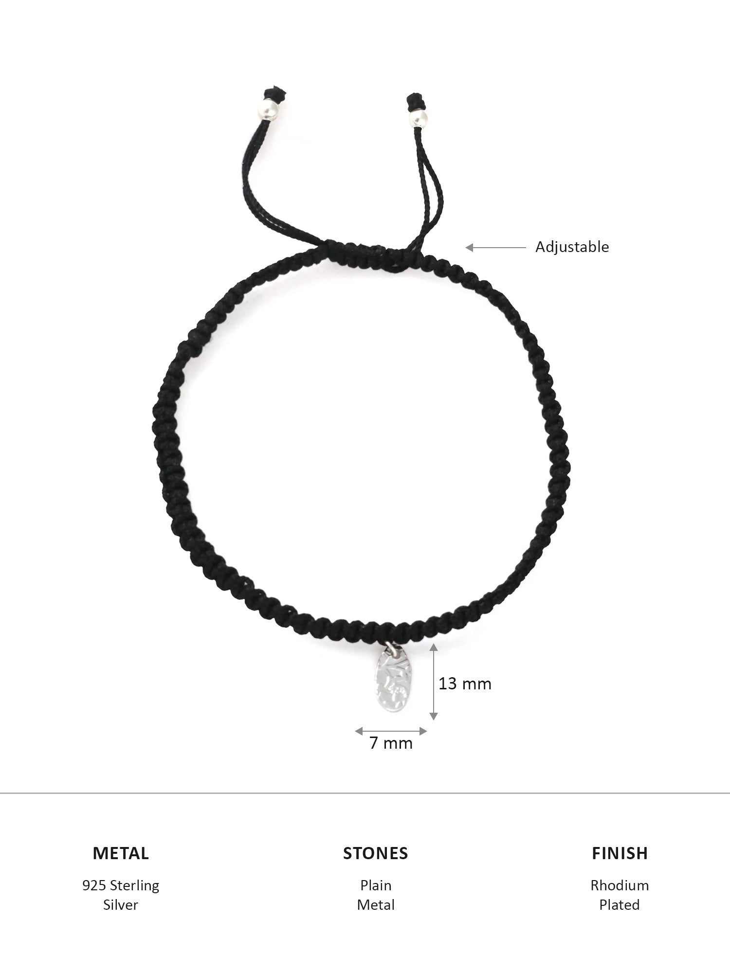 925 SILVER HAMMERED CHARM ANKLET IN THREAD-2