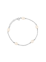 Dainty Pearl Silver Bracelet For Women-2