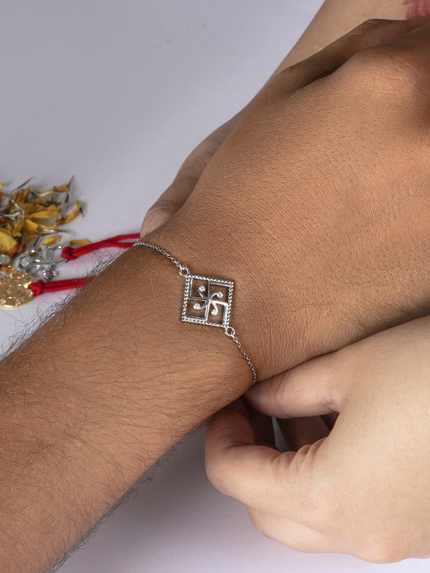 925 STERLING SILVER SWASTIK RAKHI FOR BROTHER-4