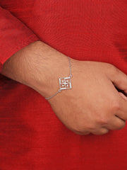 925 Silver Swastik Rakhi Bracelet For Brother-1