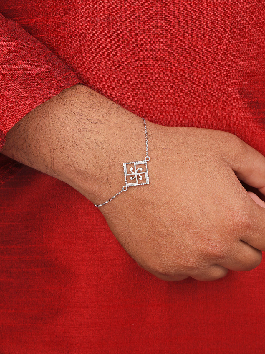 925 Silver Swastik Rakhi Bracelet For Brother-1