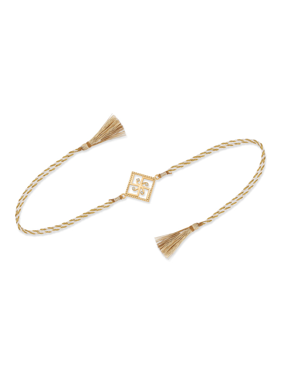 Gold Plated Swastik Rakhi For Brother-2