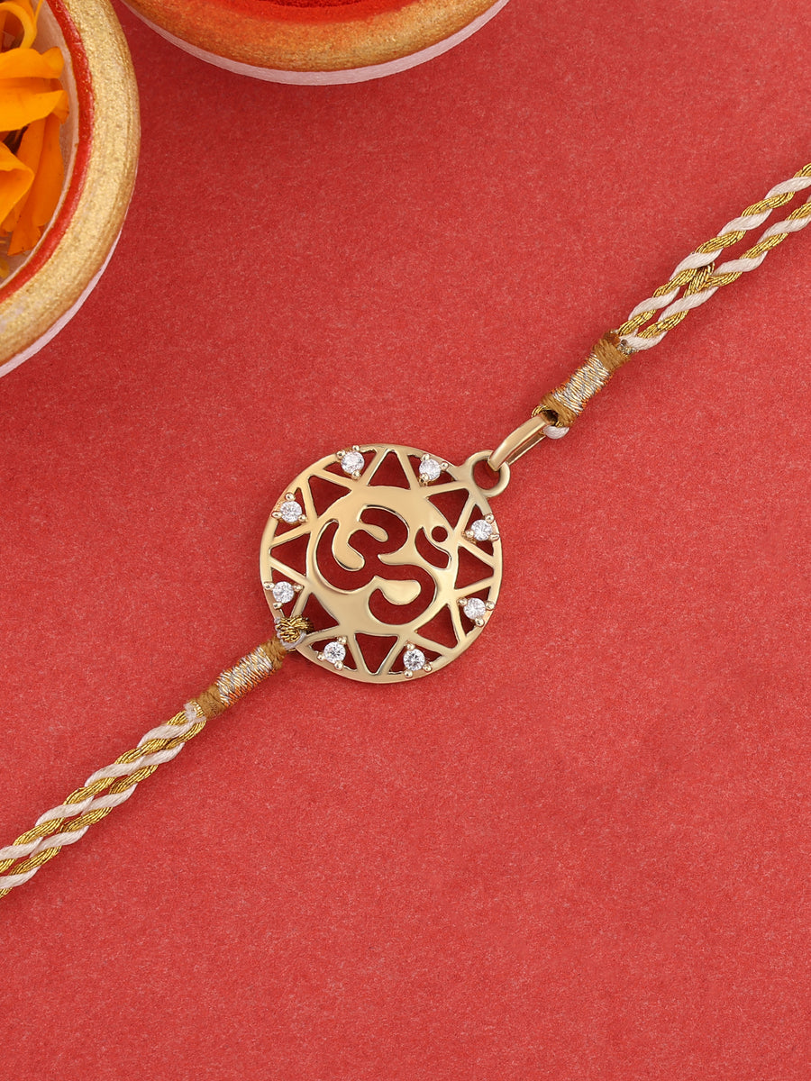 Gold Plated Om Rakhi For Brother