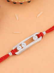 Diamond Look Silver Rakhi For Brother