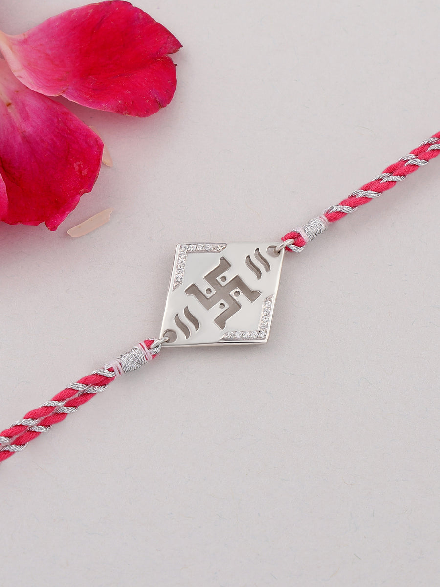 Ethnic 925 Silver Swastik Rakhi