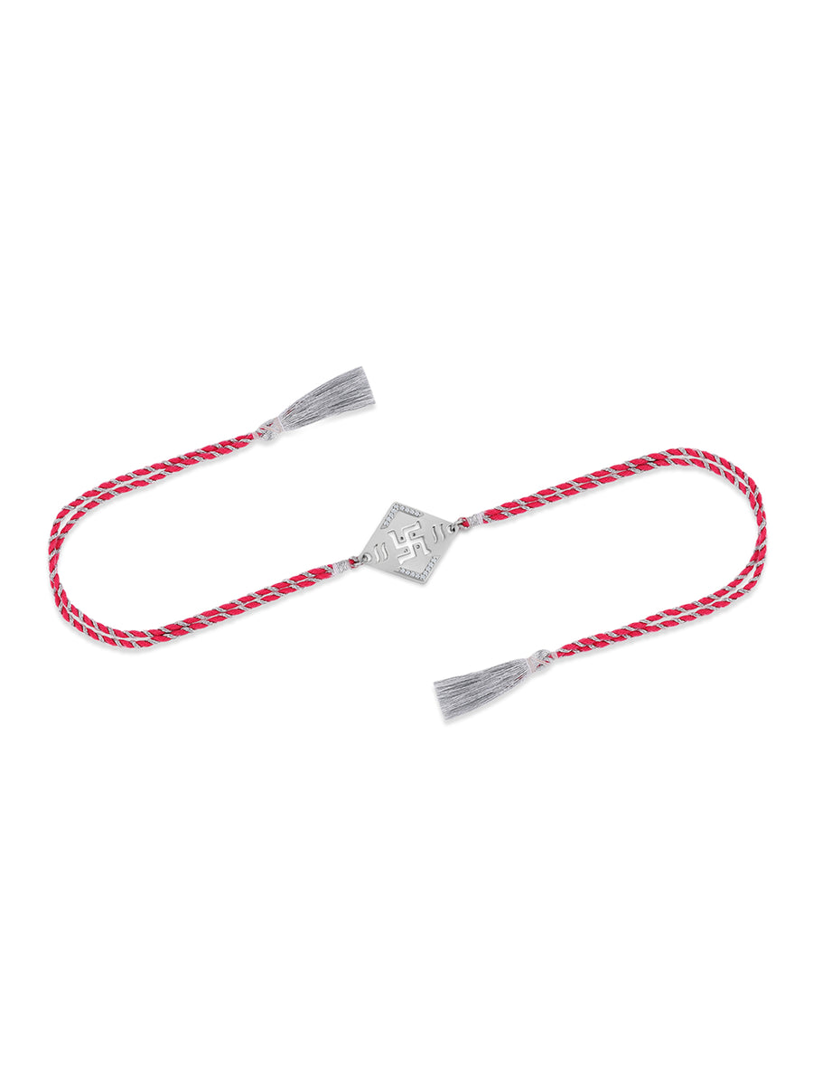 Ethnic 925 Silver Swastik Rakhi-2