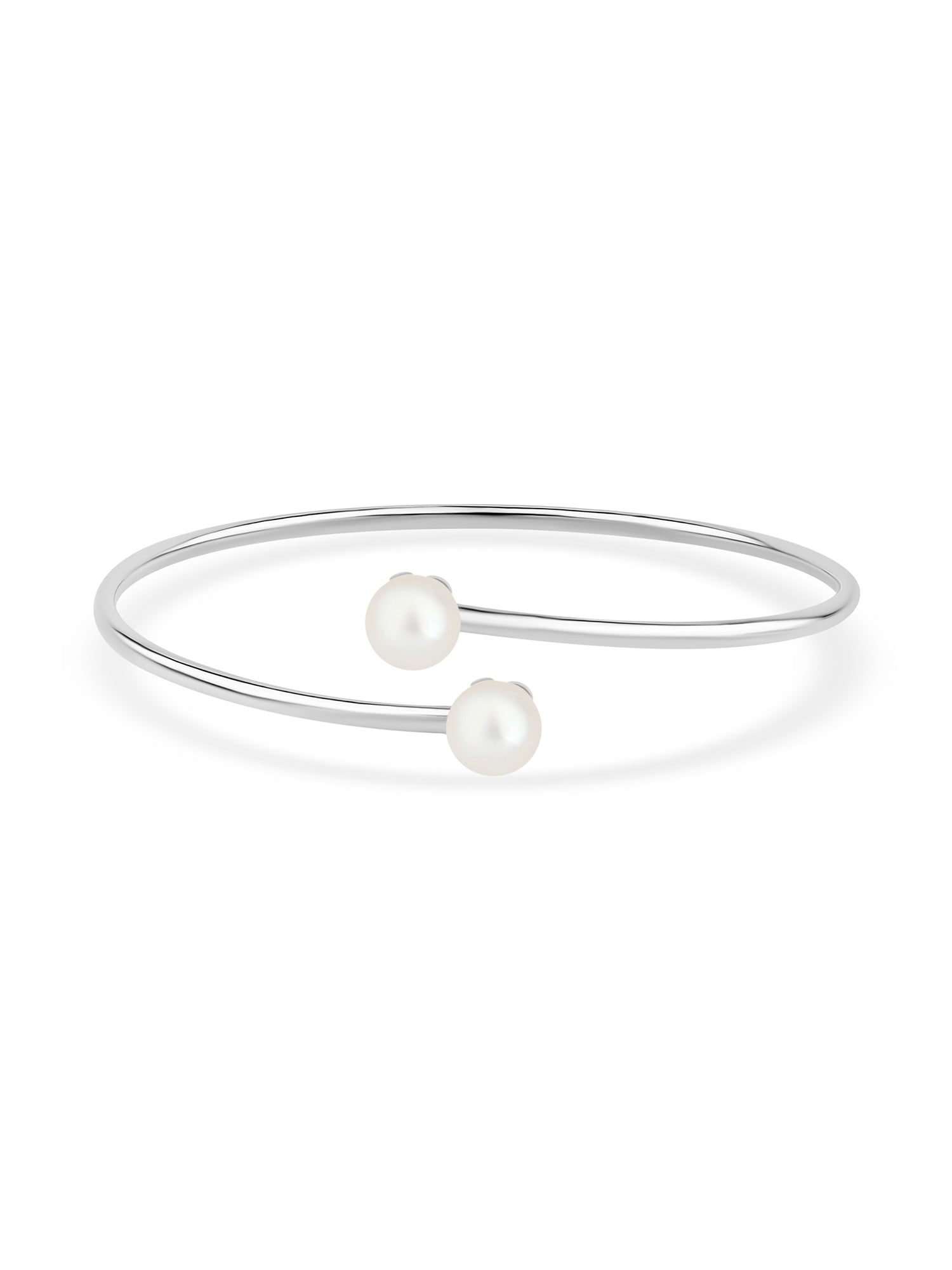 Pearl Silver Flexible Bangle For Women