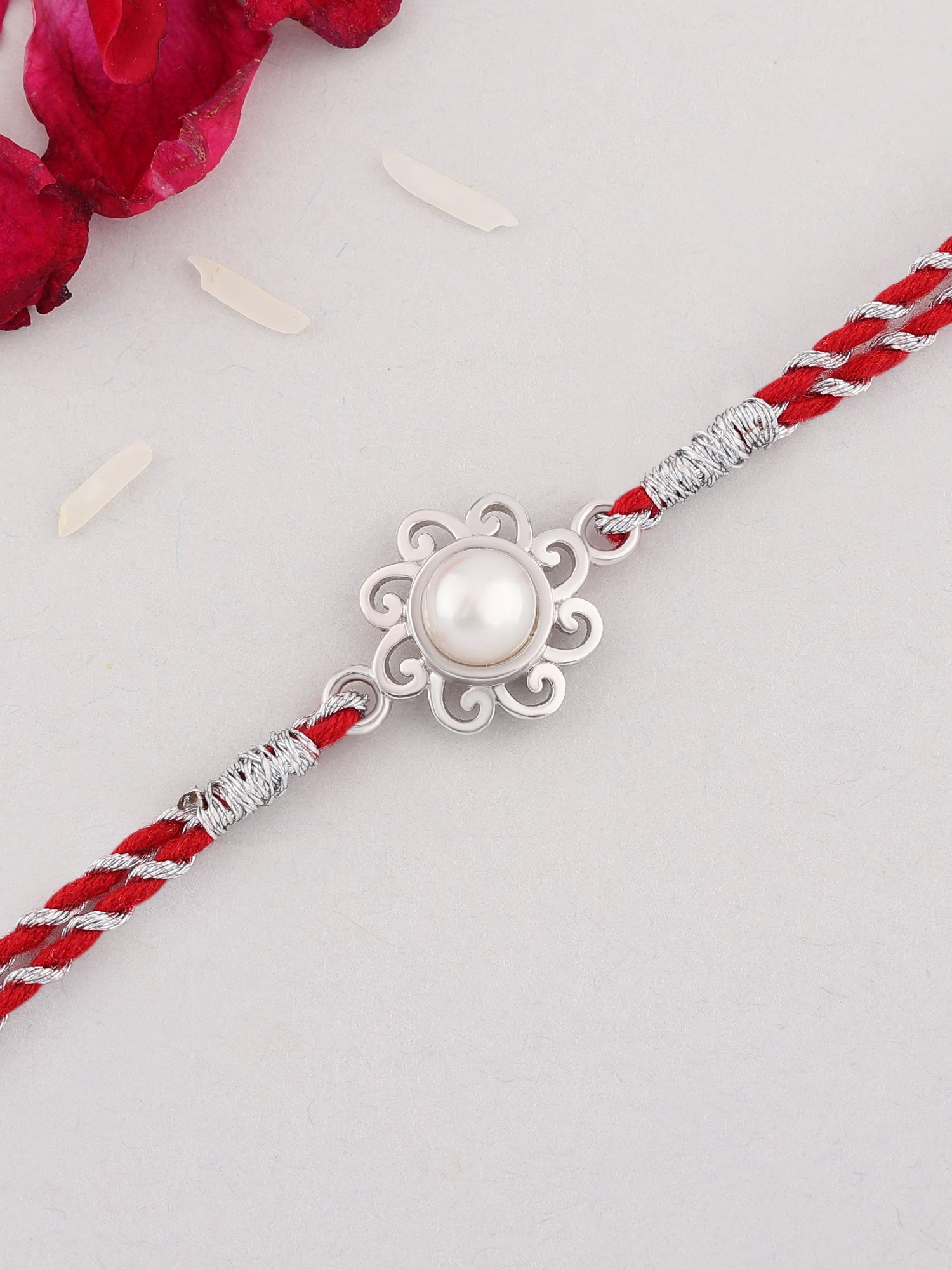 Pearl Silver Rakhi For Brother-2