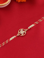 Blessings Swastik Gold Rakhi For Your Brother