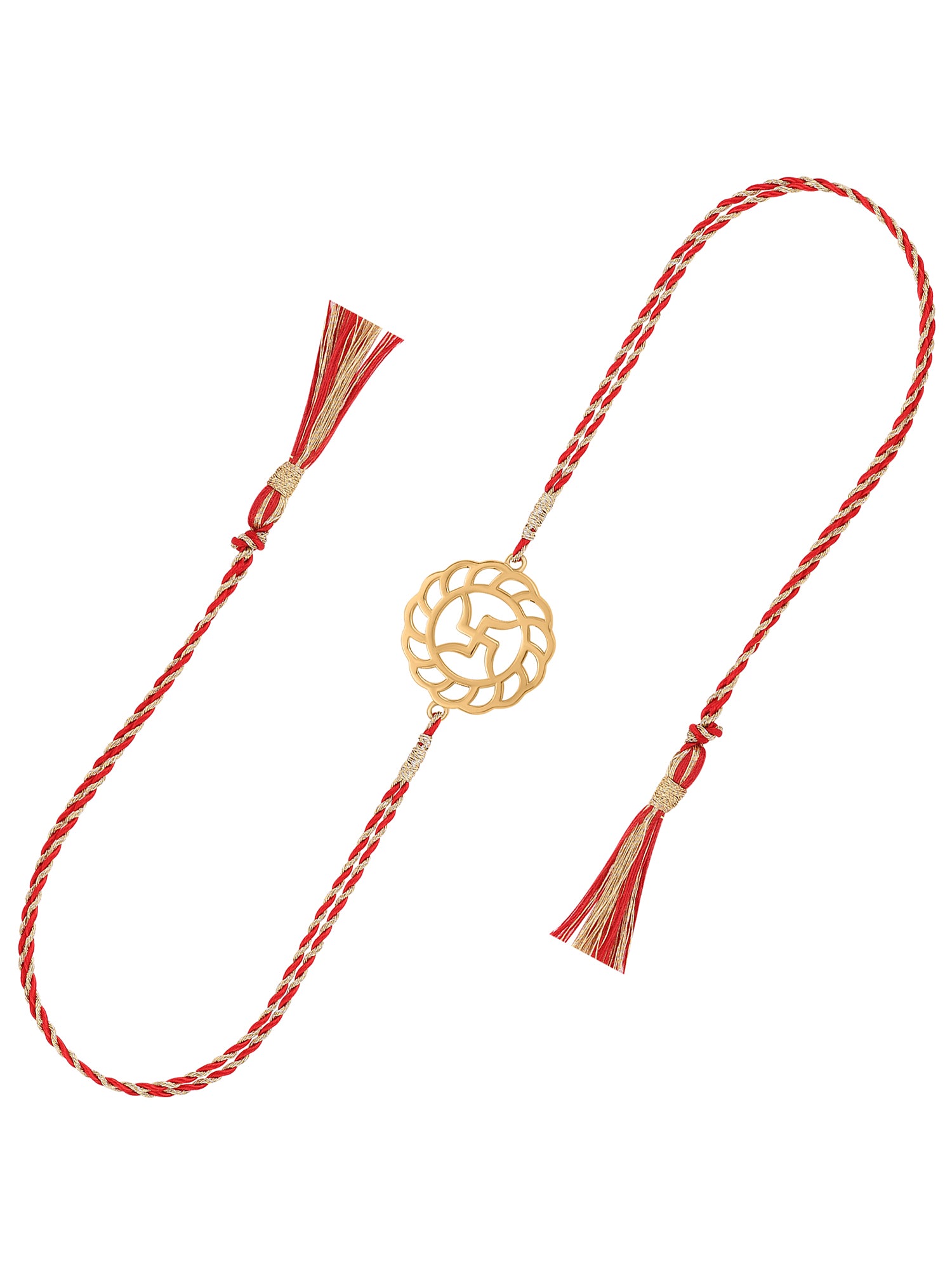 Ornate Swastik Gold  Rakhi For Brother-2