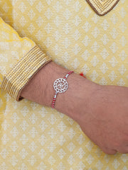 Ornate Swastik Silver Rakhi For Brother-1