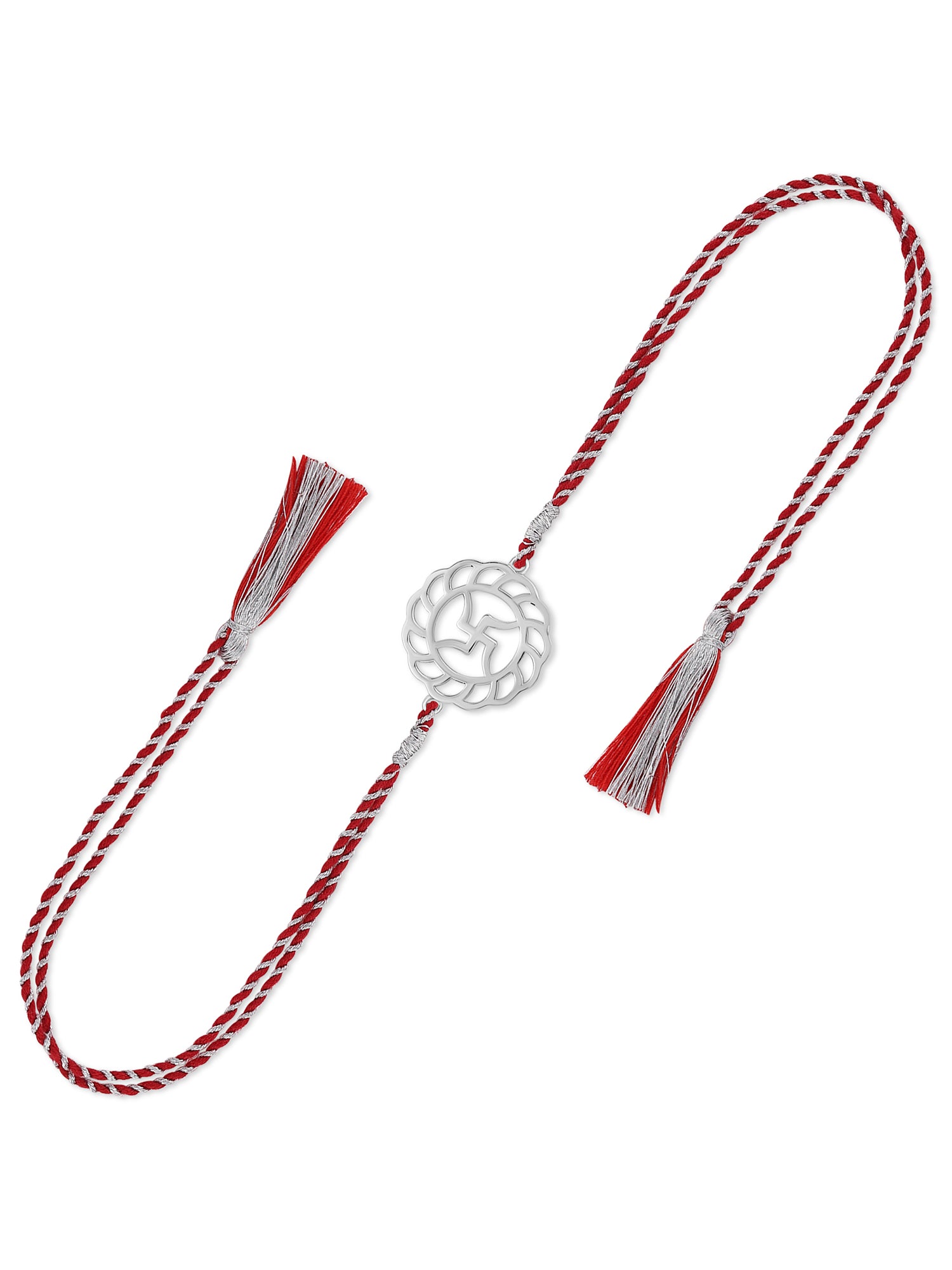 Ornate Swastik Silver Rakhi For Brother-2