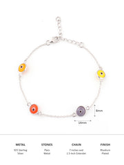 Multi Beads Silver Evil Eye Bracelet For Girls