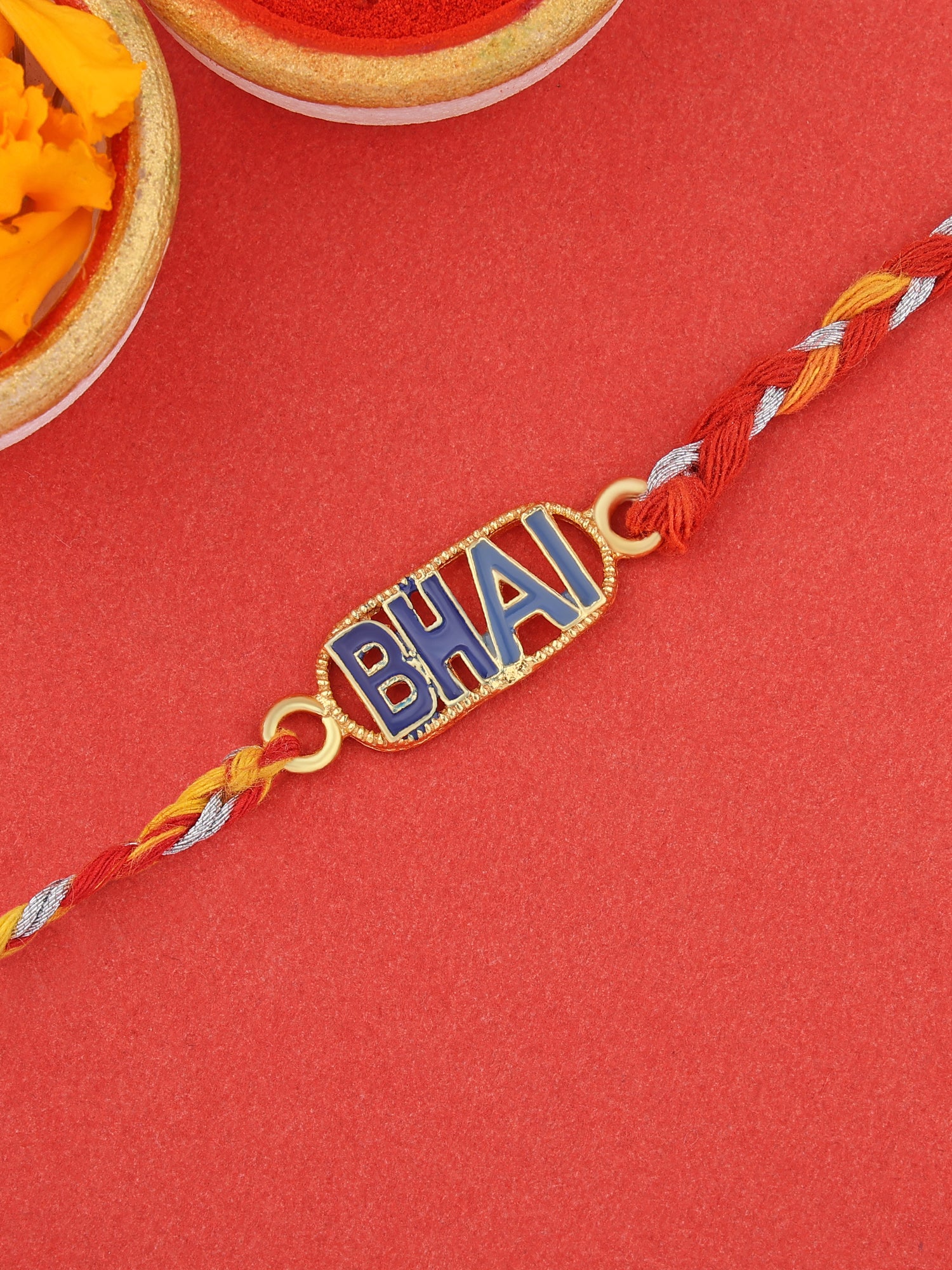 Gold Plated Bhai Silver Rakhi For Brother