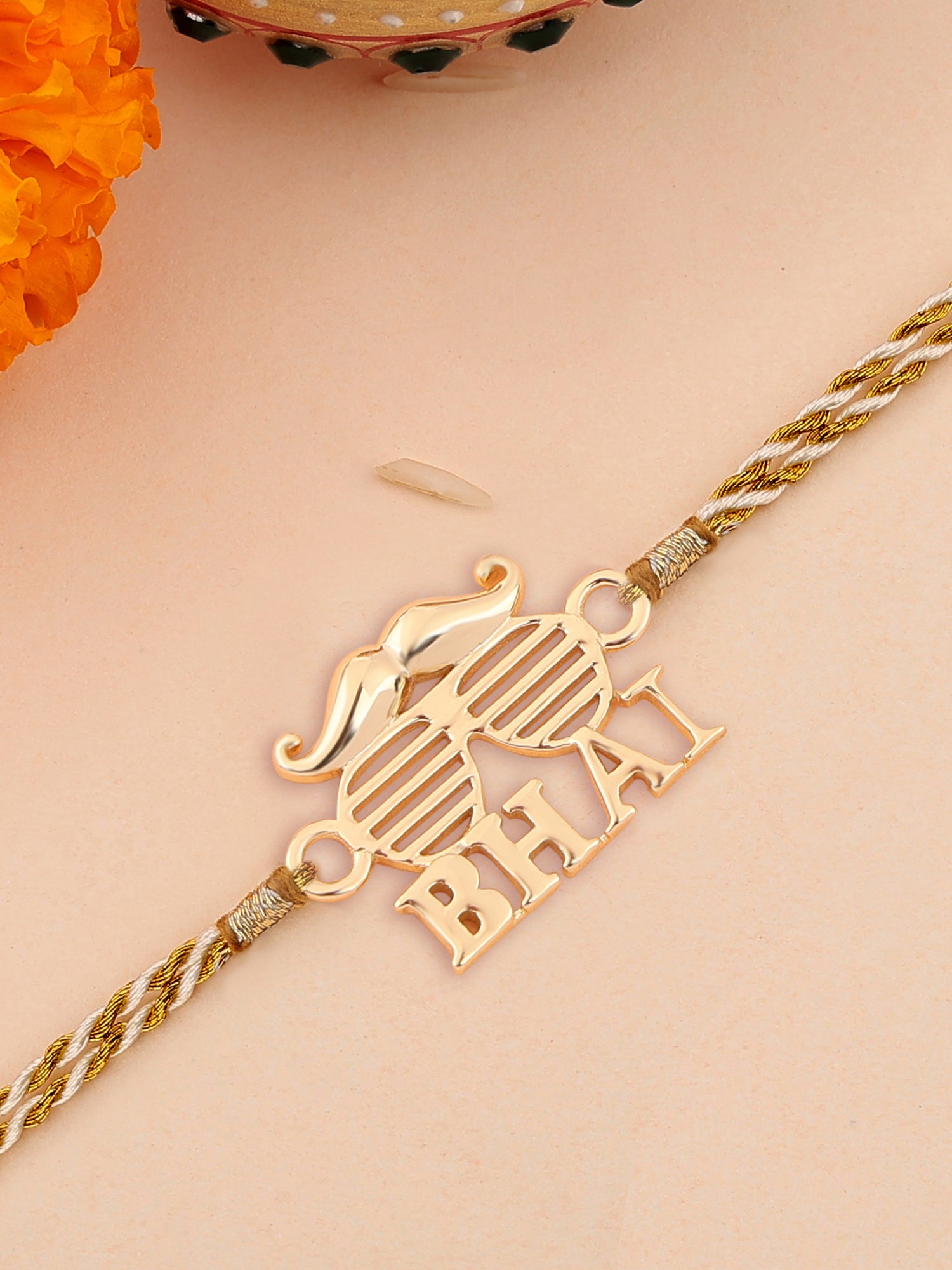 Golden Chic Bhai Silver Rakhi For Brother