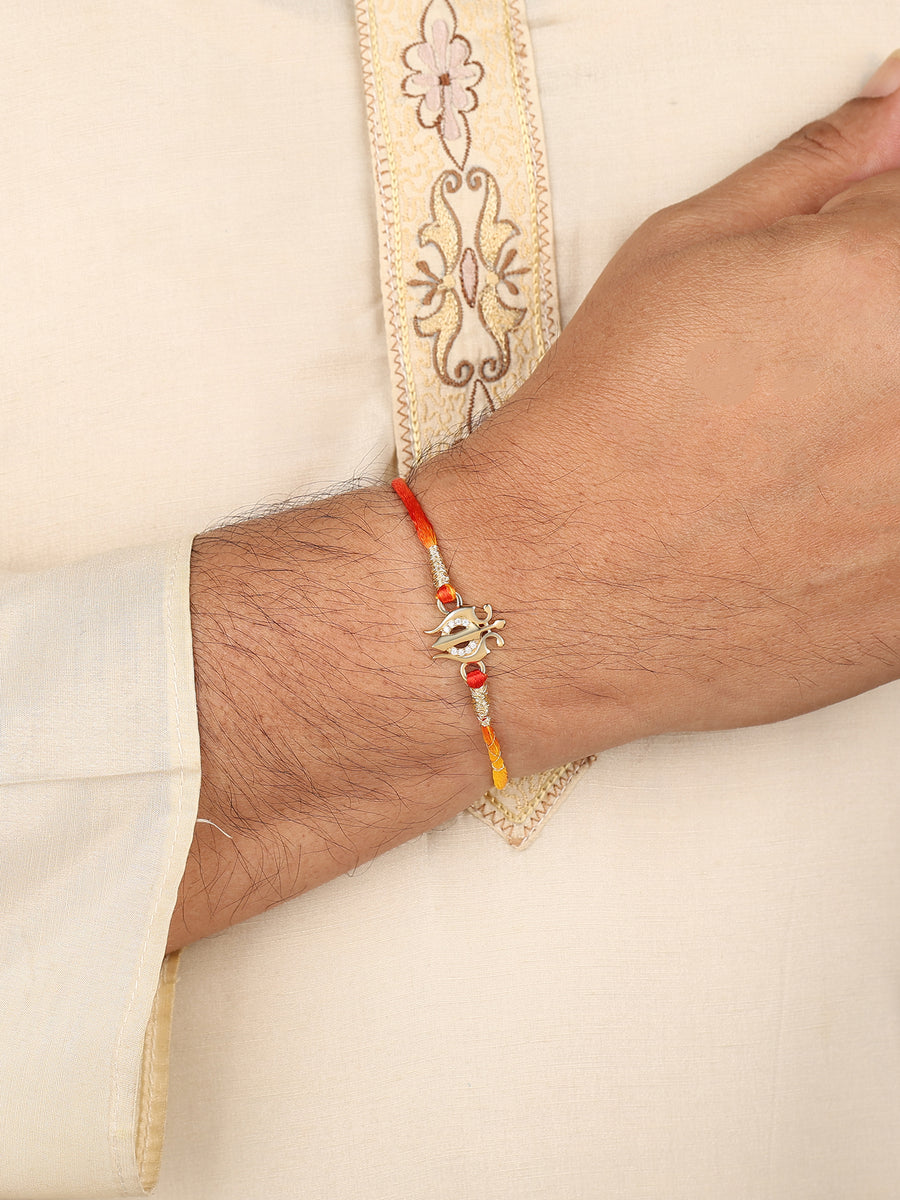 Golden Trishul Rakhi For Your Brother-1