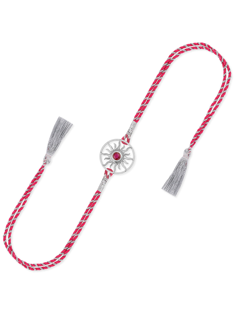 Sun Silver Rakhi Cum Pendant For Brother-2