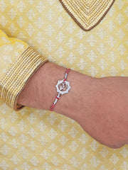 Om Pendant Cum Silver Rakhi For Brother-1