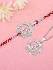 Om Pendant Cum Silver Rakhi For Brother-6