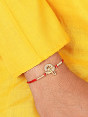 Golden Lord Ganesha Silver Rakhi For Brother-1