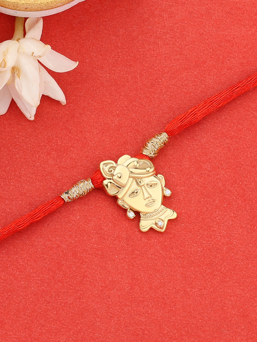 Golden Shreenathji Silver Rakhi For Brother