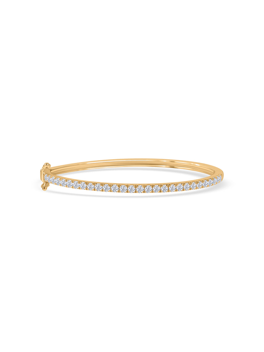 Yellow Gold Half Eternity Bangle For Women - Size 2.4