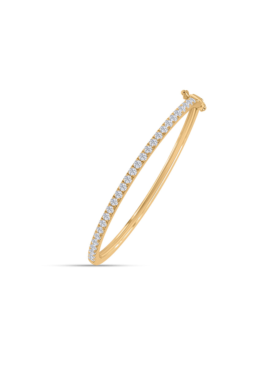 Yellow Gold Half Eternity Bangle For Women - Size 2.4