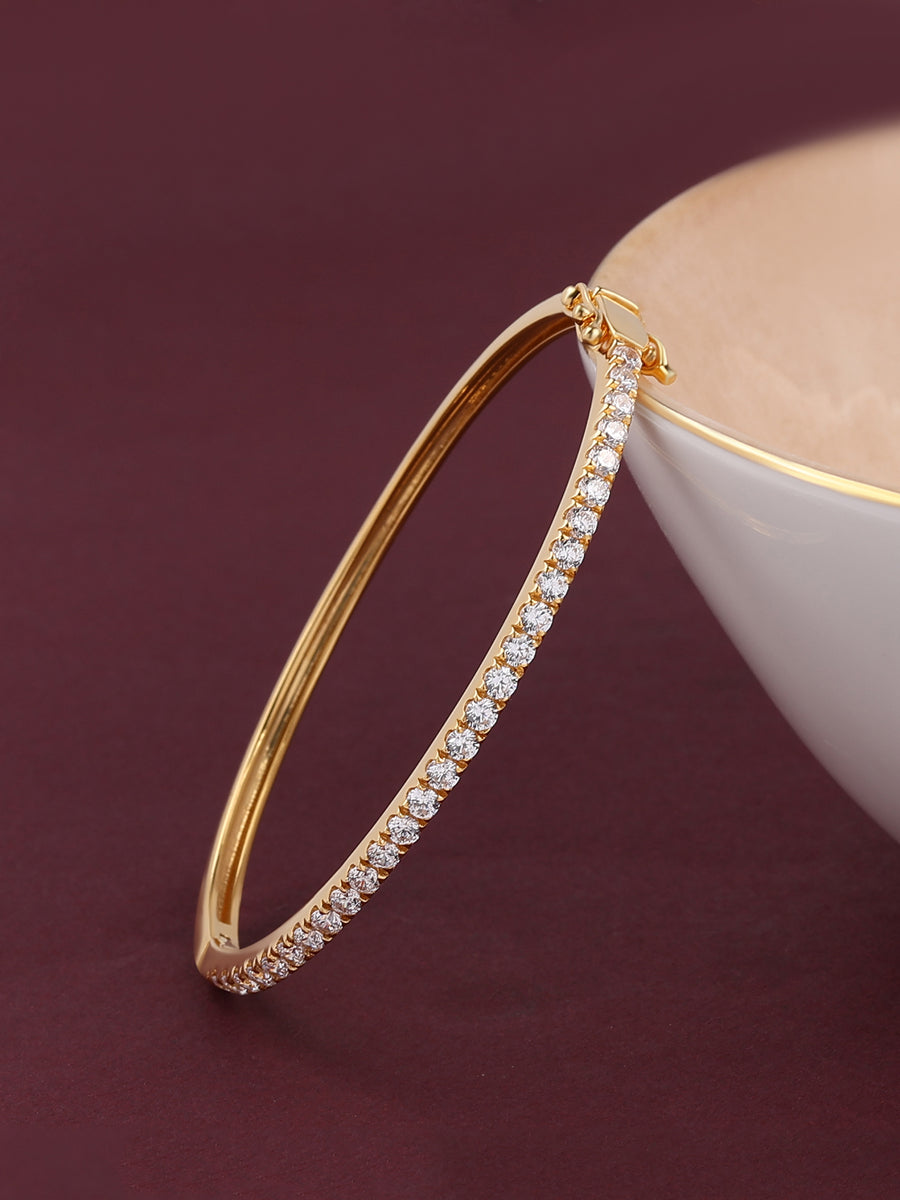 Yellow Gold Half Eternity Bangle For Women - Size 2.4