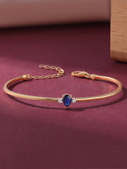 Sapphire Cuff Gold Bangle For Women - Size 2.6